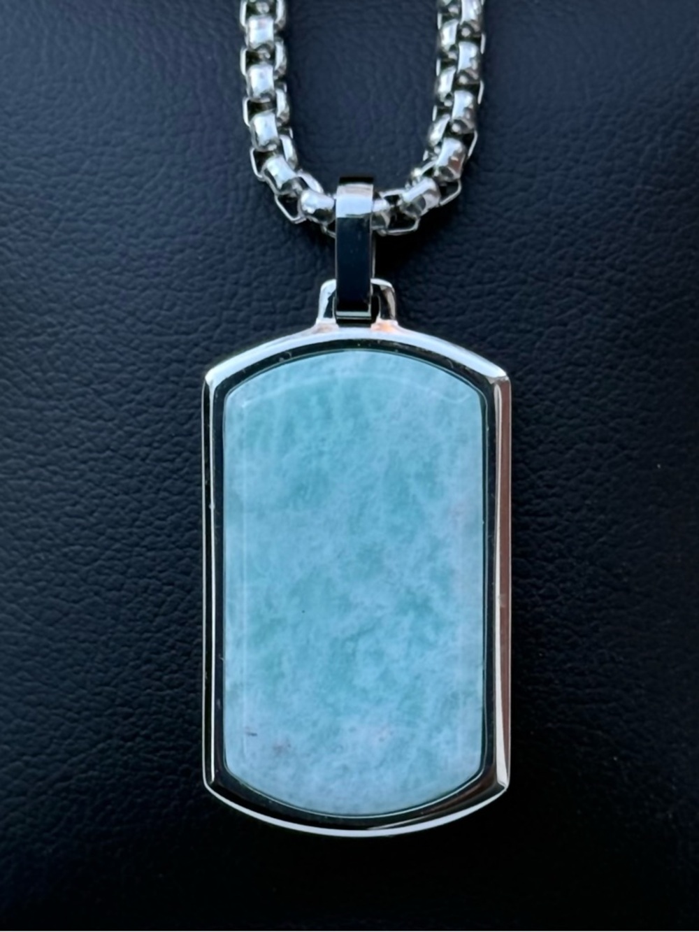 Silver Pendant Necklace with Light Blue Stone
